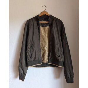Cropped army green bomber jacket - Large